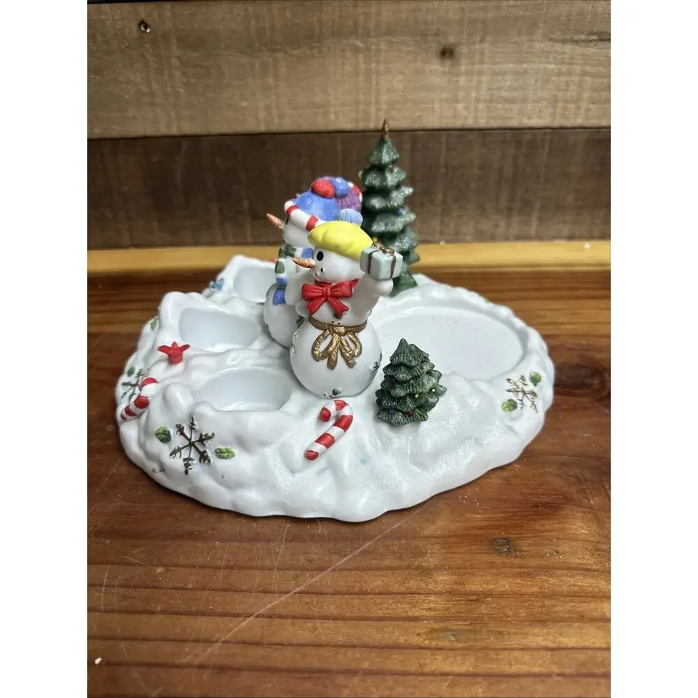 PartyLite Snowman Candle Holder 3 Snowbell Tealight Christmas Holiday In Box - Picture 5 of 6